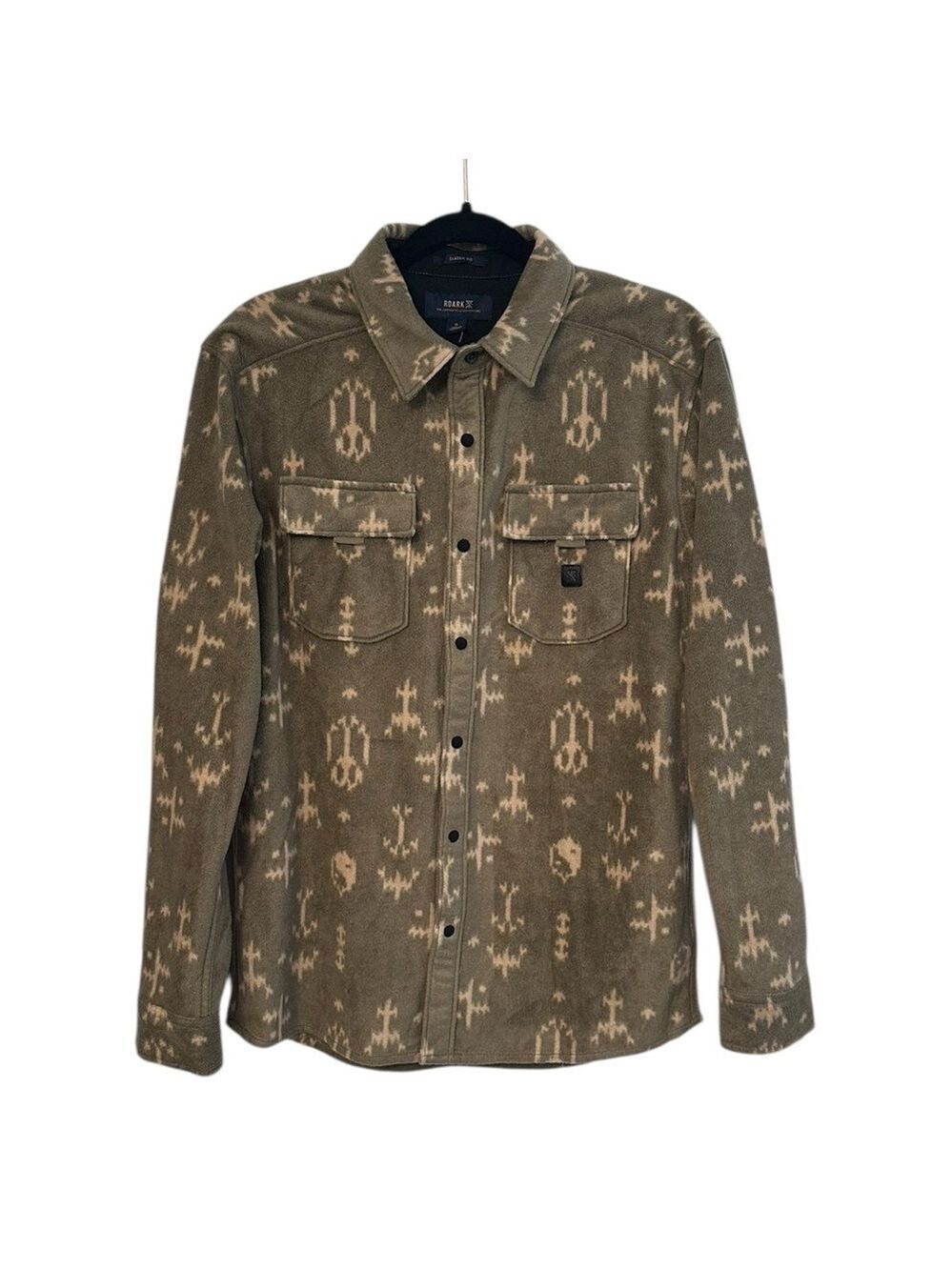 Roark Diablo Polar Long Sleeve Men’s Flannel Button Up Shirt Size S EUC Olive - Picture 2 of 9